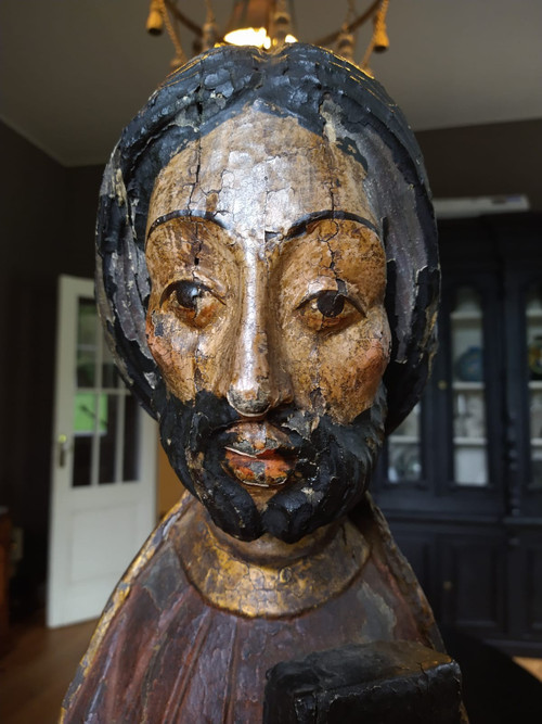 Rara scultura di San Bartolomeo del XIV secolo. Spagna.