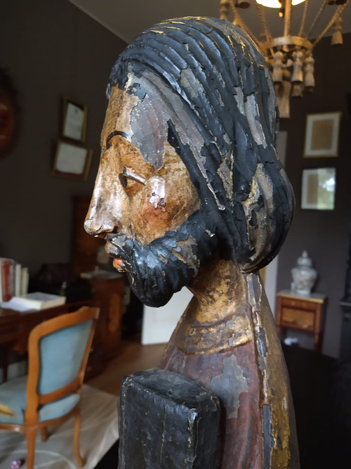 Rara scultura di San Bartolomeo del XIV secolo. Spagna.