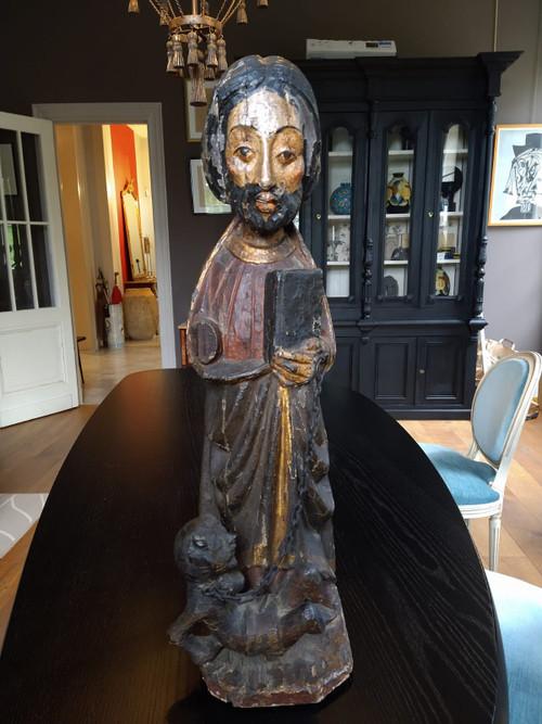 Rara scultura di San Bartolomeo del XIV secolo. Spagna.