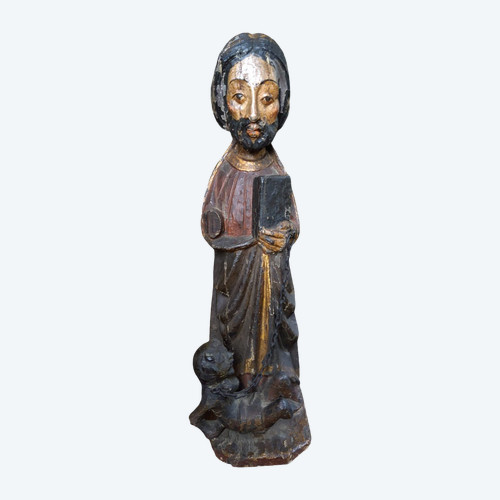 Rara scultura di San Bartolomeo del XIV secolo. Spagna.