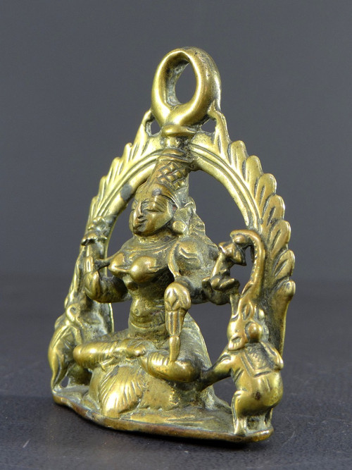 Inde, XIXème Siècle, Autel à Suspendre En Bronze Dédié à La Déesse Lakshmi Aux éléphants. 