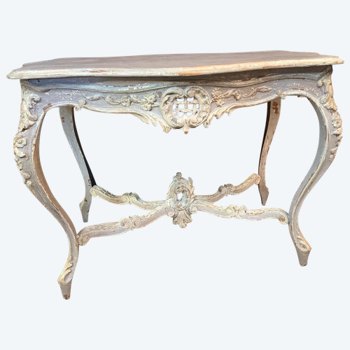 Table de milieu galbée louis XV patinée datant du 19e siècle 