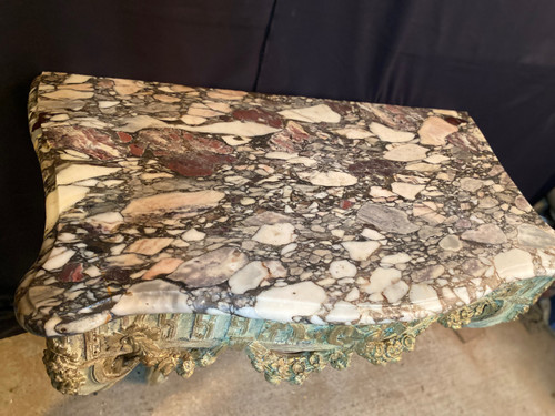 Console di transizione Luigi XV del XVIII secolo con marmo originale