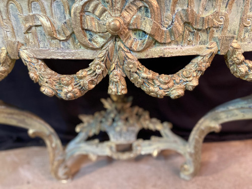 Console di transizione Luigi XV del XVIII secolo con marmo originale
