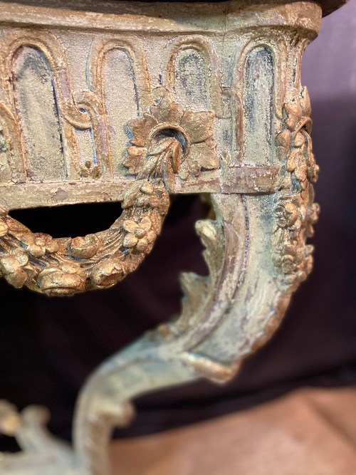 Console di transizione Luigi XV del XVIII secolo con marmo originale