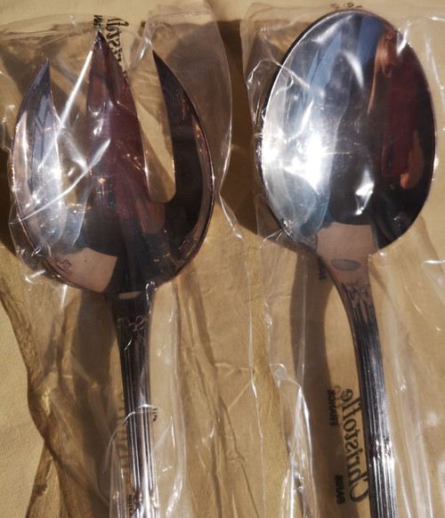Rubans orfèvrerie Christofle salad servers (2 pieces), new in blister pack
