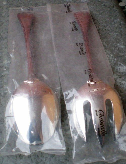 Rubans orfèvrerie Christofle salad servers (2 pieces), new in blister pack