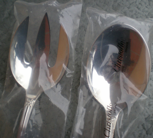Rubans orfèvrerie Christofle salad servers (2 pieces), new in blister pack