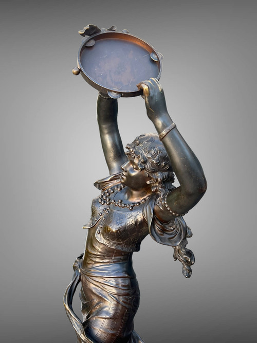 BRONZE "AUGUSTE MOREAU 1834" ORIENTAL DANCER 97 CM HIGH ROTATING BASE