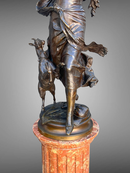 BRONZE "AUGUSTE MOREAU 1834" ORIENTAL DANCER 97 CM HIGH ROTATING BASE