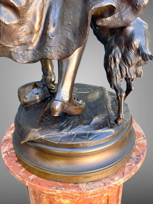 BRONZE "AUGUSTE MOREAU 1834" ORIENTAL DANCER 97 CM HIGH ROTATING BASE