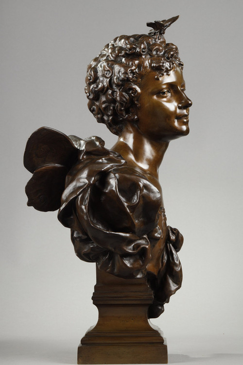 Skulptur von Zephyr aus Bronze mit Medaillenpatina