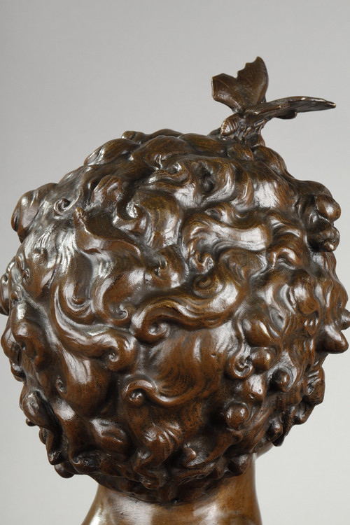 Skulptur von Zephyr aus Bronze mit Medaillenpatina