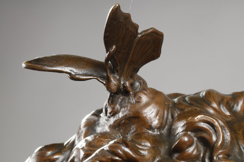 Skulptur von Zephyr aus Bronze mit Medaillenpatina