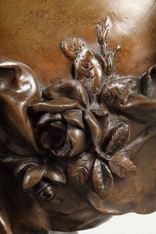 Skulptur von Zephyr aus Bronze mit Medaillenpatina