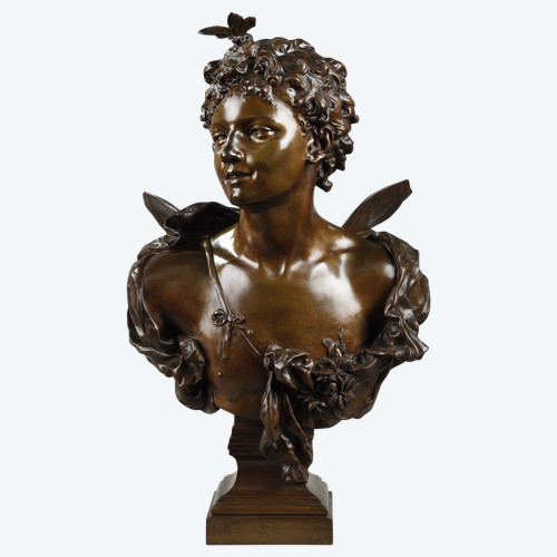 Skulptur von Zephyr aus Bronze mit Medaillenpatina