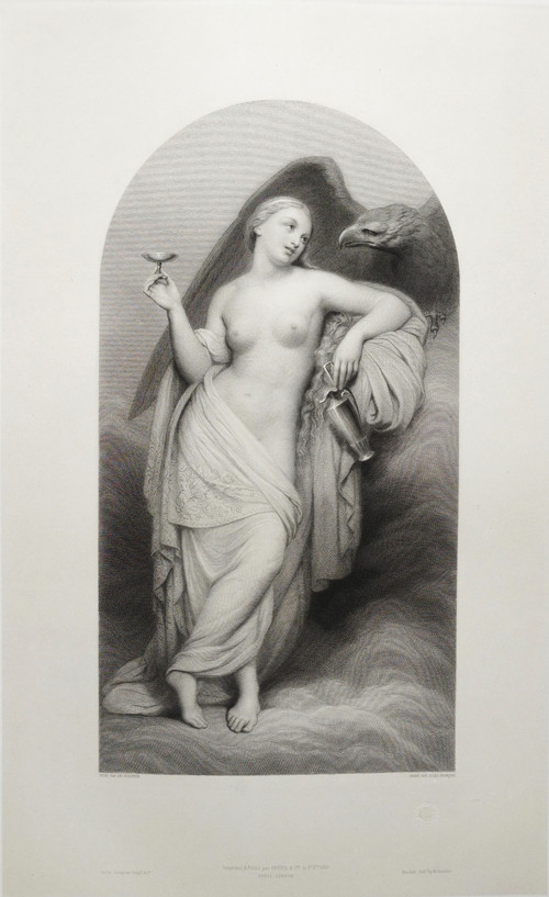 Nébé Deesse De La Jeunesse Gravure eau-forte  d'après Ary Scheffer 19ème