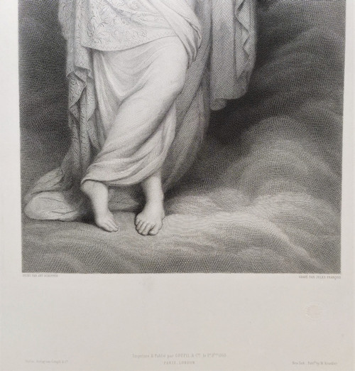 Nébé Deesse De La Jeunesse Gravure eau-forte  d'après Ary Scheffer 19ème