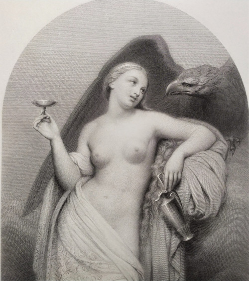 Nébé Deesse De La Jeunesse Gravure eau-forte  d'après Ary Scheffer 19ème
