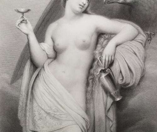 Nébé Deesse De La Jeunesse Gravure eau-forte  d'après Ary Scheffer 19ème
