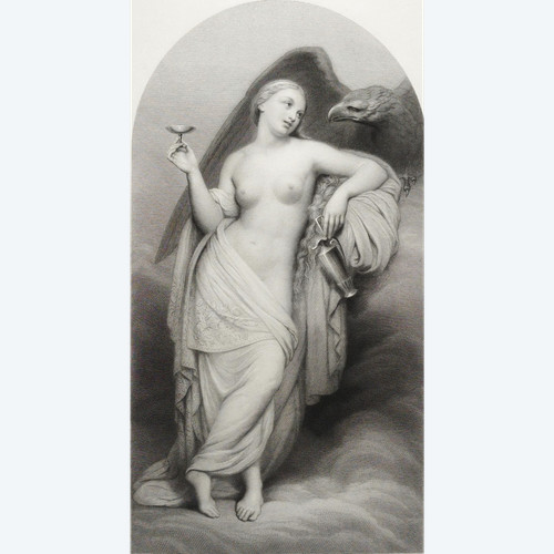 Nébé Deesse De La Jeunesse Gravure eau-forte  d'après Ary Scheffer 19ème
