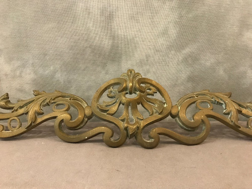 19th century cast iron and brass mantel bar