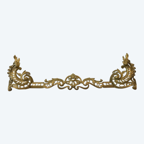 19th century cast iron and brass mantel bar