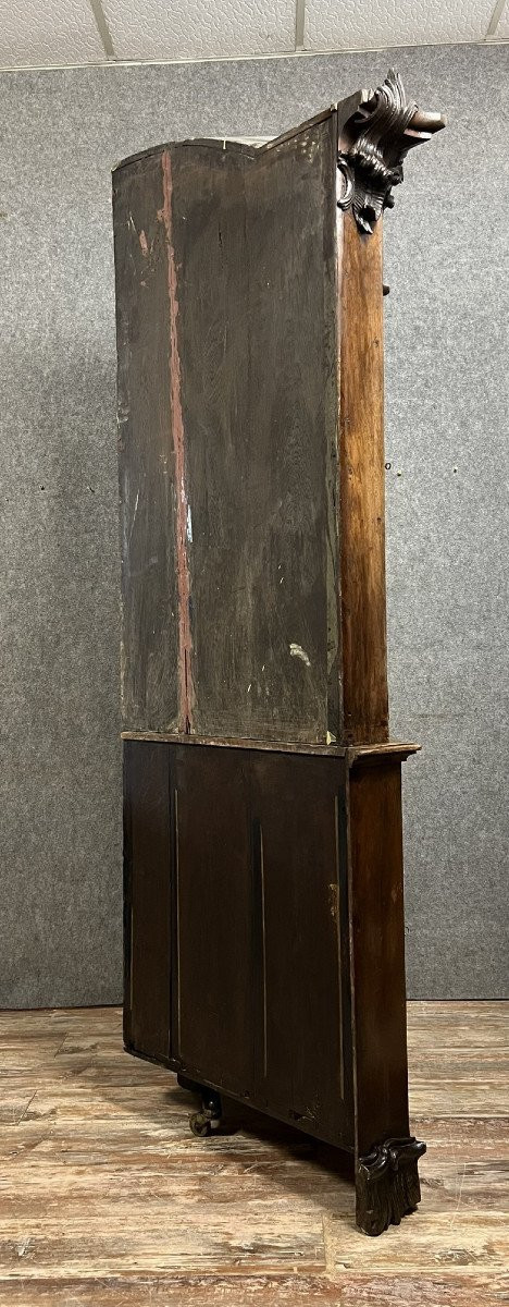 Libreria angolare in mogano, periodo Biedermeier, 1820 circa