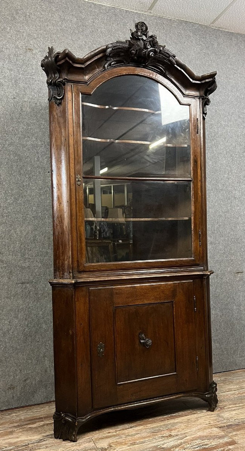Libreria angolare in mogano, periodo Biedermeier, 1820 circa