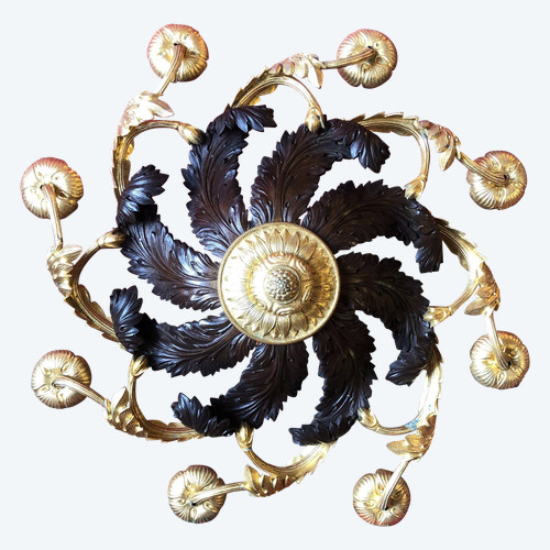Lustre aux feuilles d'acanthe, époque Charles X