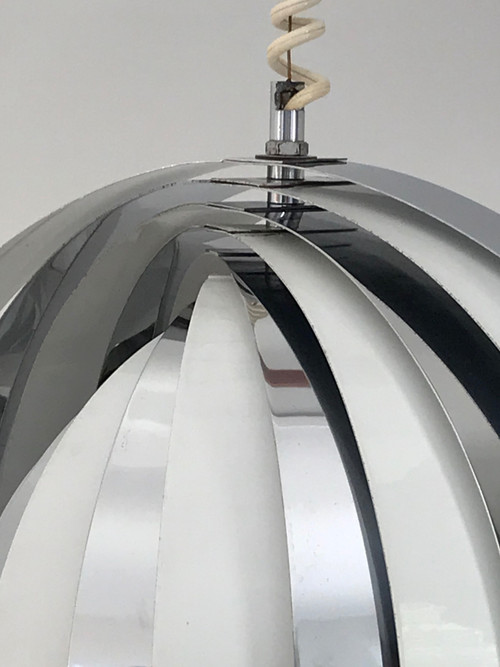 Moon suspension with white and chrome slats, Denmark 60s