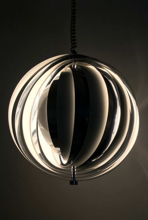 Moon suspension with white and chrome slats, Denmark 60s
