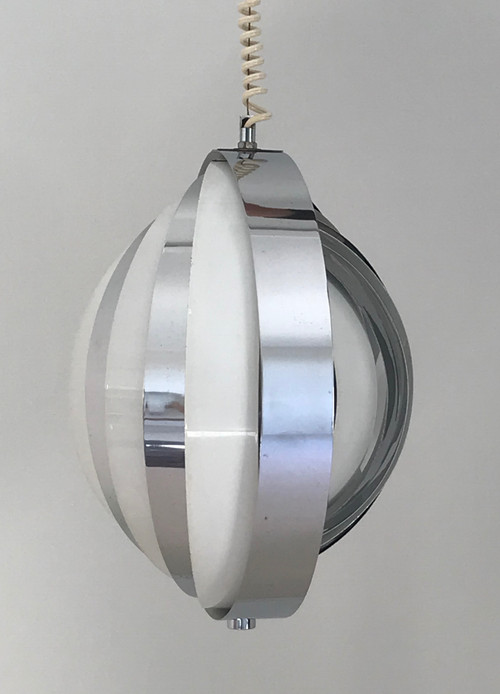 Moon suspension with white and chrome slats, Denmark 60s