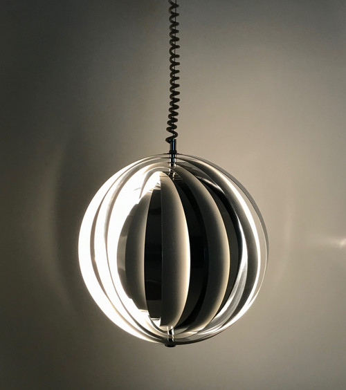Moon suspension with white and chrome slats, Denmark 60s