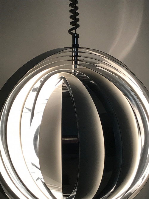 Moon suspension with white and chrome slats, Denmark 60s