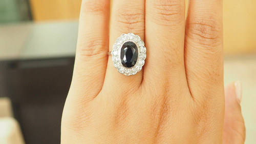 Bague Pompadour en platine saphir et diamants