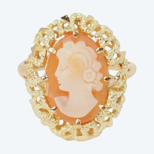 Anello vintage in oro giallo e cammeo