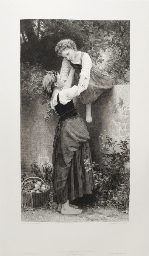 Gravure d'Après William Bouguereau Les Petites Maraudeuses Eau- forte 19ème