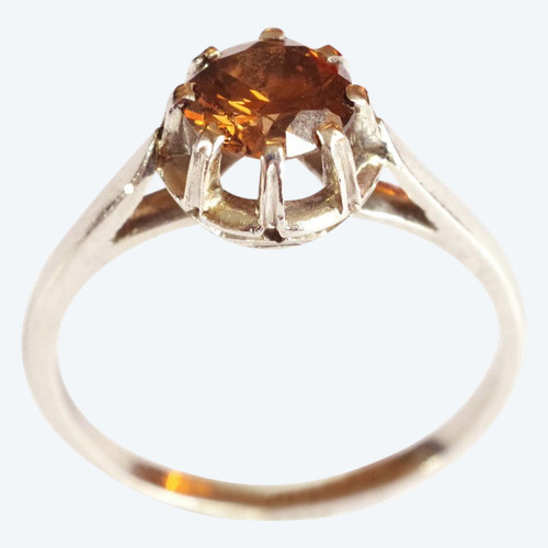 Solitario con diamante Fancy Cognac, anello solitario in platino