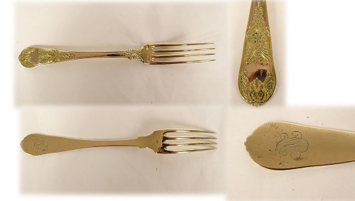 Posate 4PZ Argento Vermeil Vecchio Vital-Antoine Cardeilhac Impero 19°