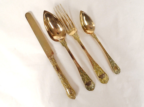 Posate 4PZ Argento Vermeil Vecchio Vital-Antoine Cardeilhac Impero 19°