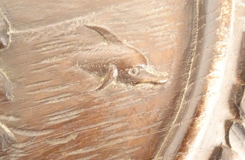 Paire Panneaux Bois Sculpté Toilette Naissance Vénus De Vinci Servet XXème
