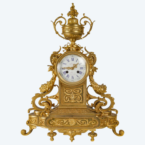 A Louis XVI Style Gilt Bronze Clock, 19th Century