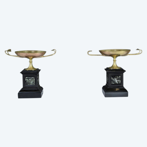 Coppia di Cassolette in Marmo e Bronzo – Fine XIX Secolo