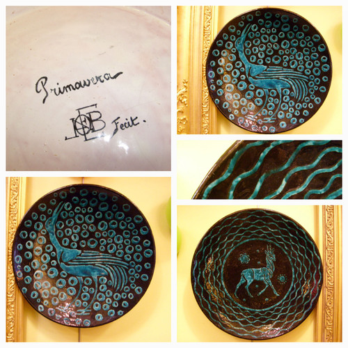 Pair of Émile Balon Blois factory dishes decorated by Églantine Lemaitre, daughter of Robert Houdin