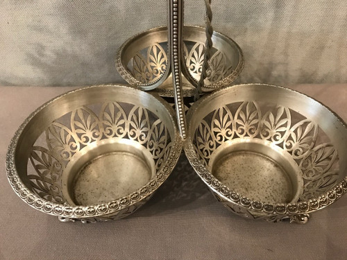 Lampada vintage in metallo argentato della fine del XIX secolo