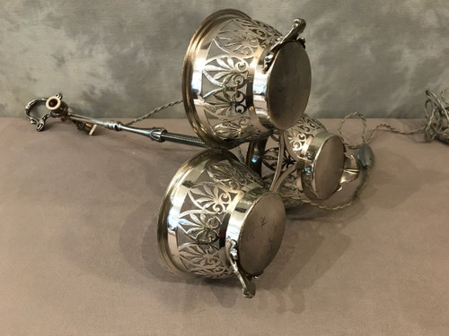 Lampada vintage in metallo argentato della fine del XIX secolo