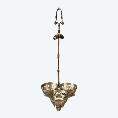 Lampada vintage in metallo argentato della fine del XIX secolo