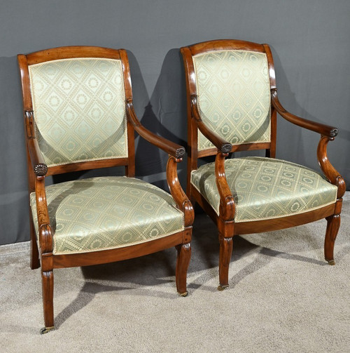 Coppia di Poltrone con Croci in Mogano, Epoca Restauro – Inizio XIX Secolo