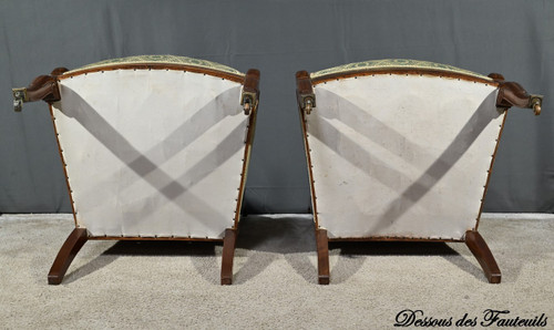Coppia di Poltrone con Croci in Mogano, Epoca Restauro – Inizio XIX Secolo